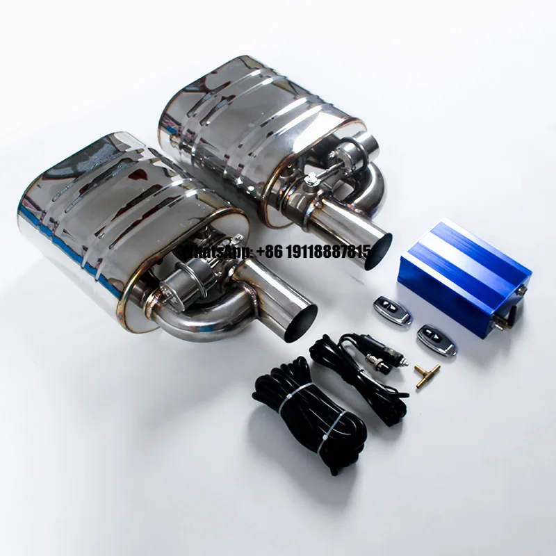 Universal Car Exhaust Catback System H Type 1 Inlet 1 Outlet Vacuum Valvetronic Muffler 2 in 1 for Racing Car Voice Performance