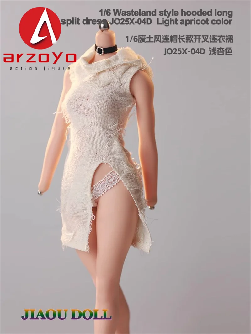 JO25X-041/6 estilo dividido femenino estilo Wasteland vestido con agujero de corte largo modelo de ropa para figura de acción de soldado femenino de 12"