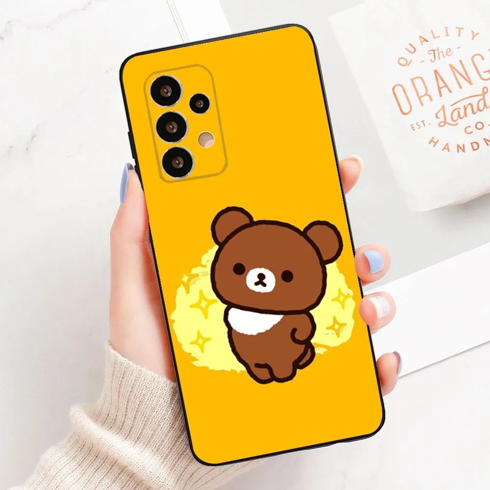 Cute R-Rilakkumas Bear Phone Case For Samsung Galaxy A13,A21s,A22,A31,A32,A52,A53,A71,A80,A91 Soft Black Cover