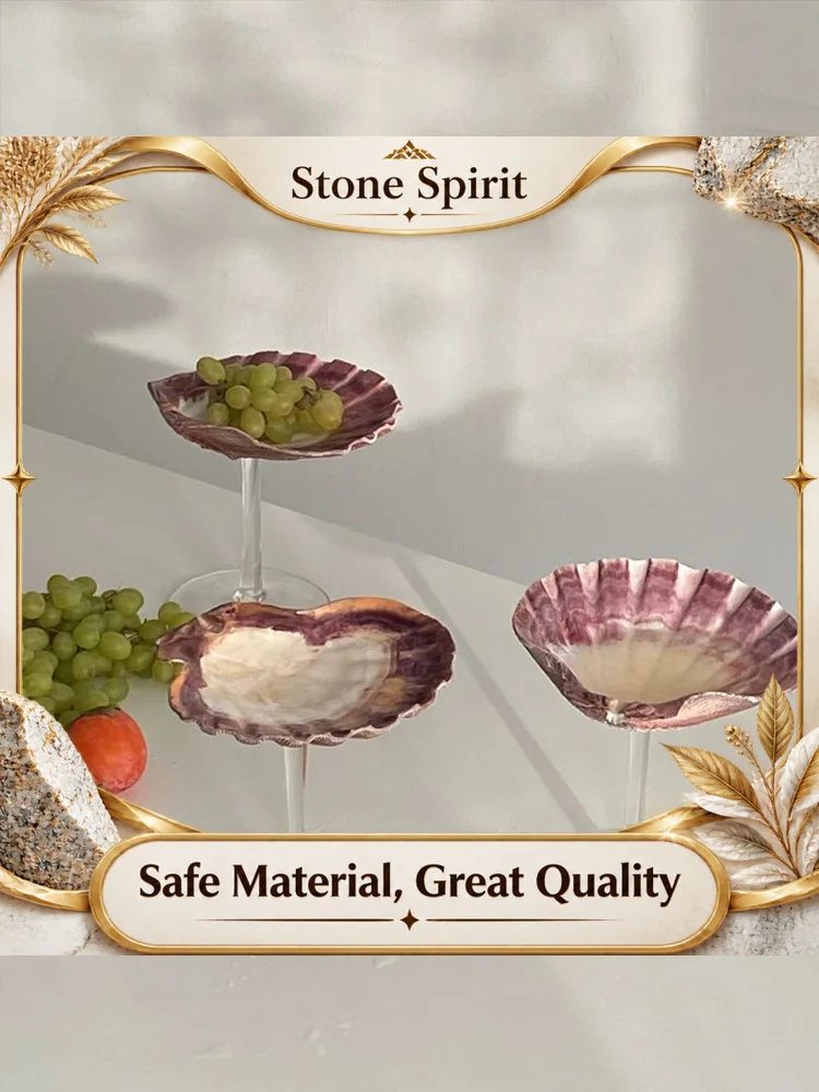 Vintage Desktop High Footed Champagne Glass Creative Natural Conch Hand Carving Photography Props Home Barware Decoration