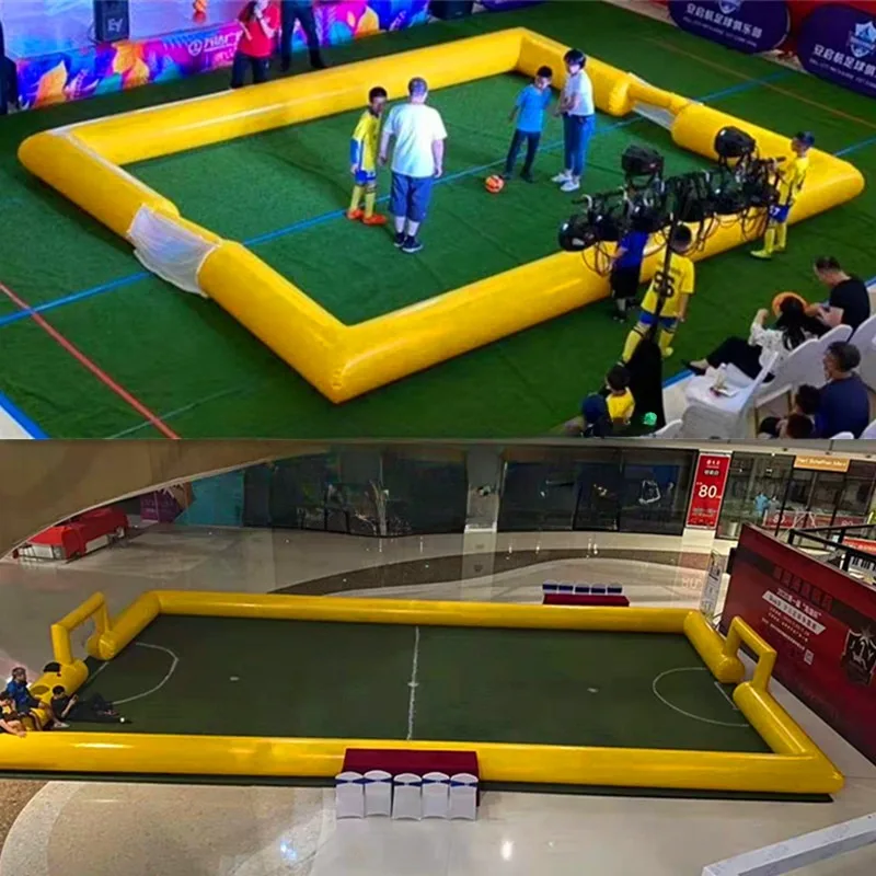 Large inflatable football field, air model football competition, drone arena, outdoor kindergarten fence