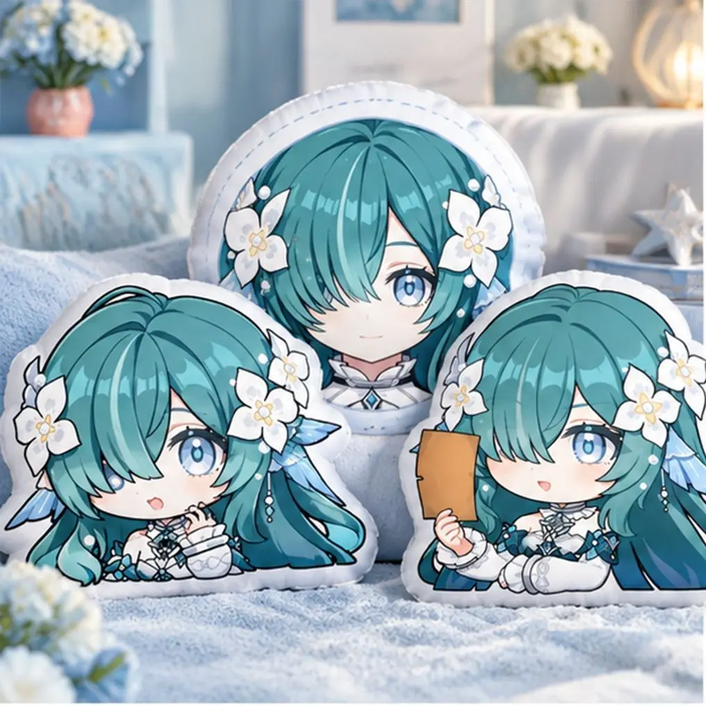 Game Genshin Impact Cute Q-version Alien Soft Pillow Plush Throw Pillow Doll Vodyanitsa Room Sofa Decoration Ornament Xmas Gifts