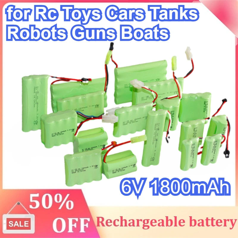

6V 1800mAh Rechargeable Battery Ni-Cd Battery Pack for Rc Toys Cars Tanks Robots Guns Boats