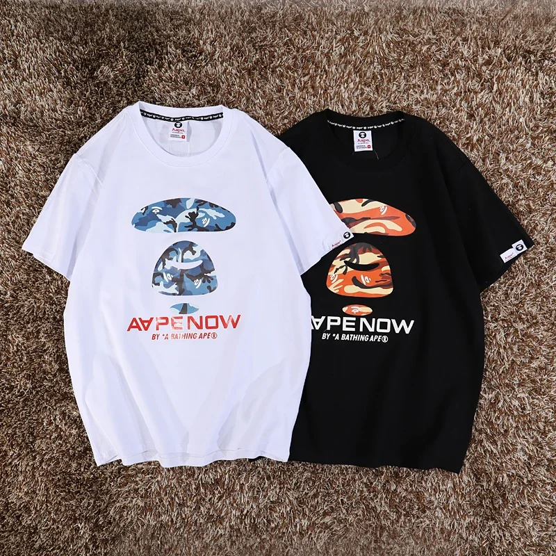 

High Quality Aape Summer New Cotton Round Neck Casual Fashion Men and Women Couple T-Shirt Tops