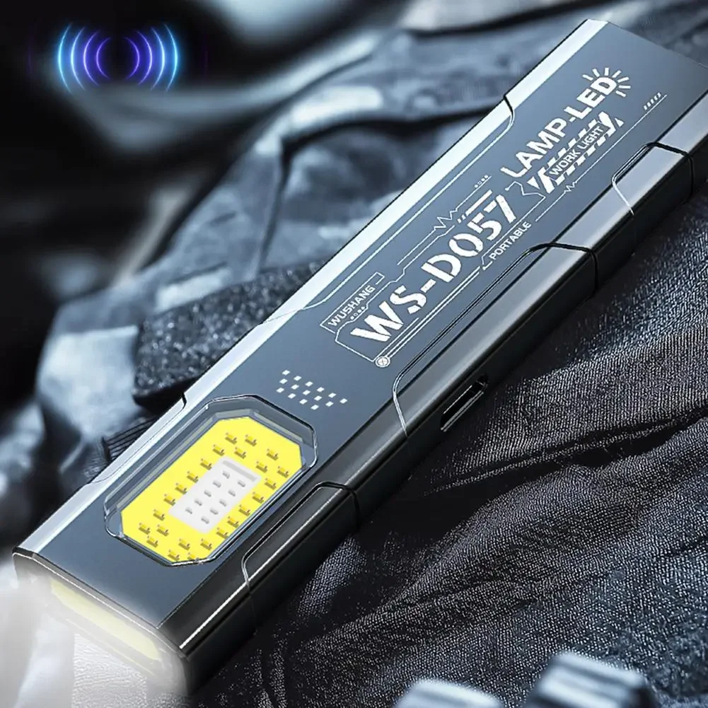 Powerful 550LM EDC Flashlight USB C Rechargeable Portable Torch with COB Red and Blue Lights Outdoor Portable Pen Clip Lantern