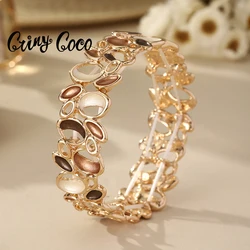 Cring Coco Fashion Bracelet Foldable Geometric Stretchable Elegant Jewelry Bracelet Zinc Alloy Bracelet Valentine's Day Gift