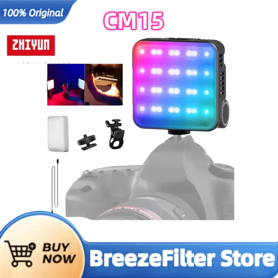 

ZHIYUN CINEPEER CM15 15W RGB LED Video Light 2500K-10000K 2600mAh 18 Dynamic Effects Mini Fill Camera Light for Photography