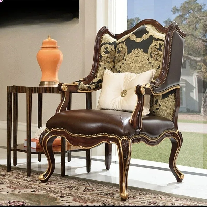 English leisure chair tiger chair mahogany living room single sofa mansion book chair