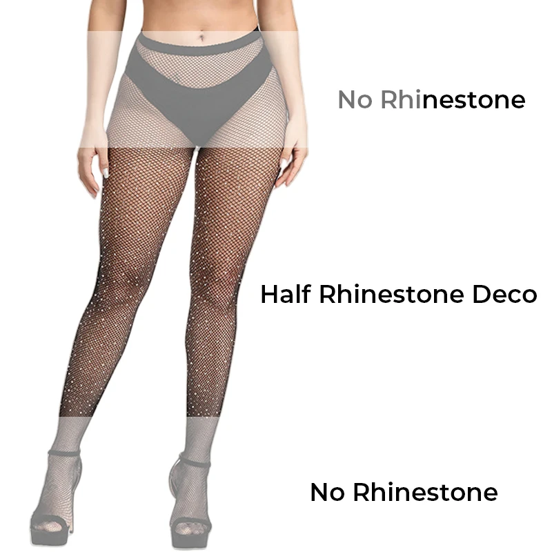 Women's Colorful Collection Mini Net Silver Rhinestone Deco Fishnet Tights Belly and Feet Non-Rhinestone Deco Net Pantyhose