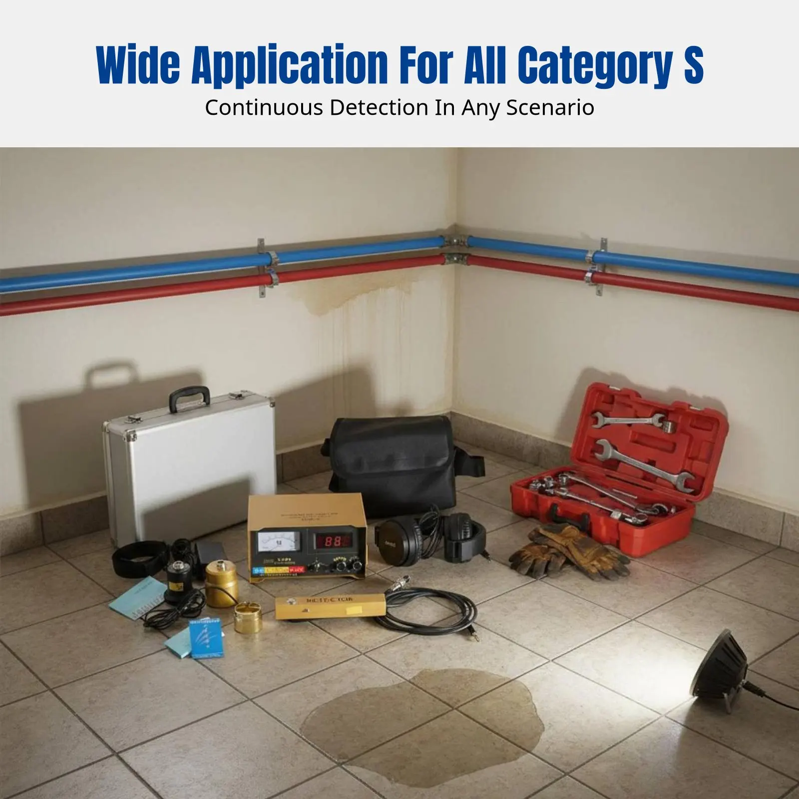 

High-Precision Leak Detector for Water Underground Pipelines, Floor Heating, Adjustable, Portable