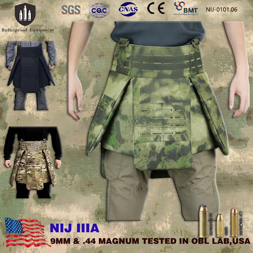 Laser‑Cut MOLLE Level IIIA Soft PE Tactical Protective Skirt Quick Release Adjustable Outdoor Hunting Waist Hip Protective Gear