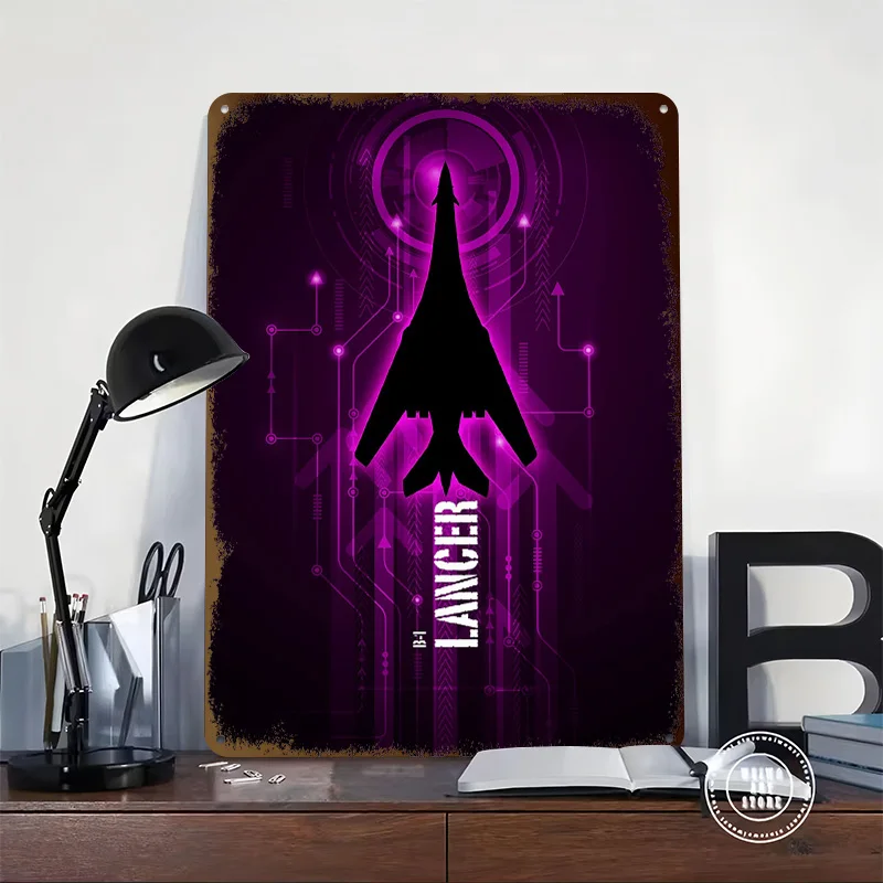 B-1 Lancer Bomber Digital Aviation Art Work Metal Poster Perfect Gift for Fans Lovers Customized Wall Art Metal Sign for House