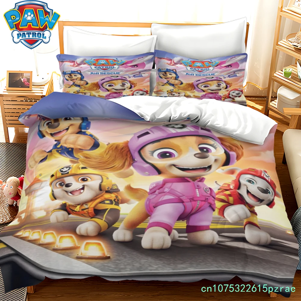 Paw Patrol Kids Bedding Set 3Pcs Duvet Cover Set Cartoon Marshall Chase Quilt Cover Pillowcase Boys Girls Bedroom Decor Gift
