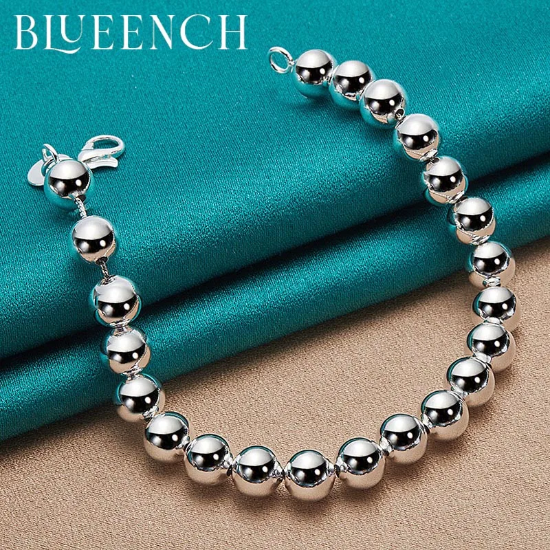 Blueench 925 Sterling Silver Ball Bracelet Women's Wedding Party Couple Fashion Charm Jewelry