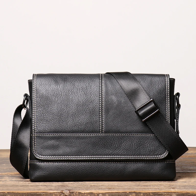 

Men's Leather Messenger Bag Casual Business First Layer Cowhide Single-Shoulder Horizontal Simple Japanese and Korean Handmade