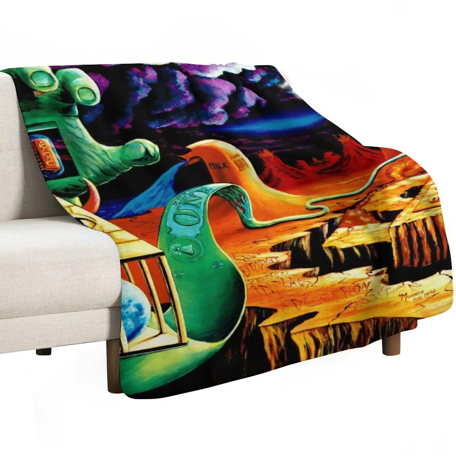 Trippy Psychedelic Surreal Cool Hippie Blacklight Decor Vincent Monaco Throw Blanket Fashion Sofas Soft Beds Luxury Blankets