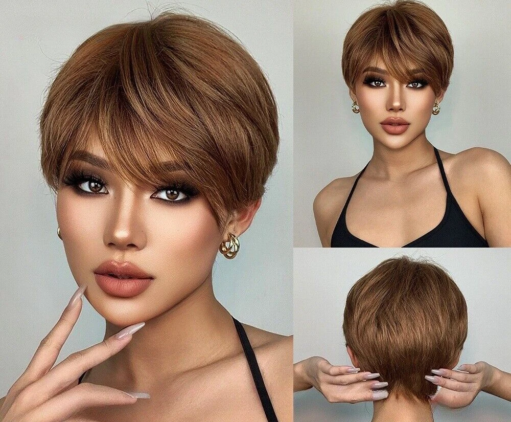 

Fashion natural level with bangs short hair women everyday wig