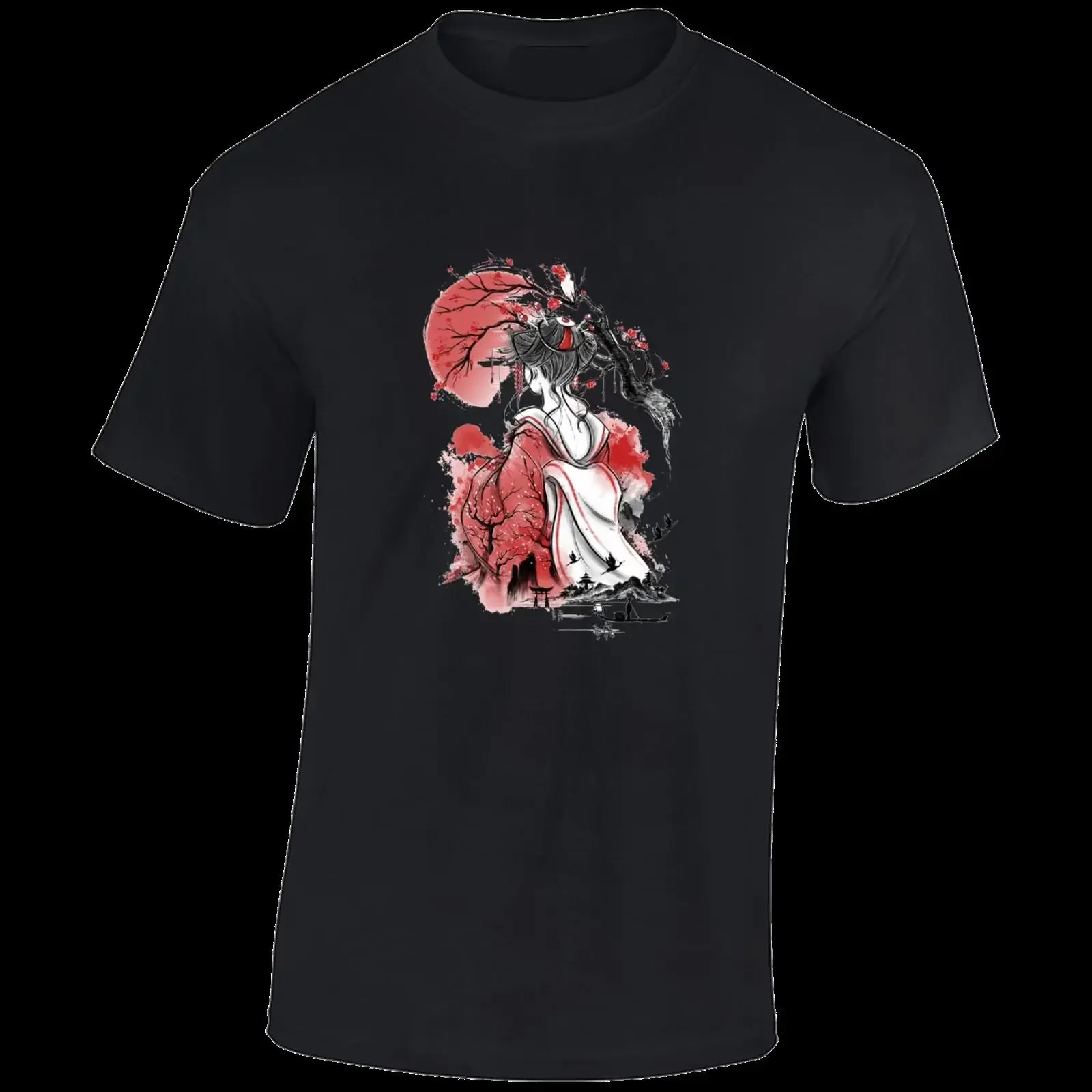 GEISHA JAPAN MENS T SHIRT COOL JAPANESE SAMURAI ANCIENT SYMBOL FASHION TOP vintage Washed Breathable graphic Unisex Versatile