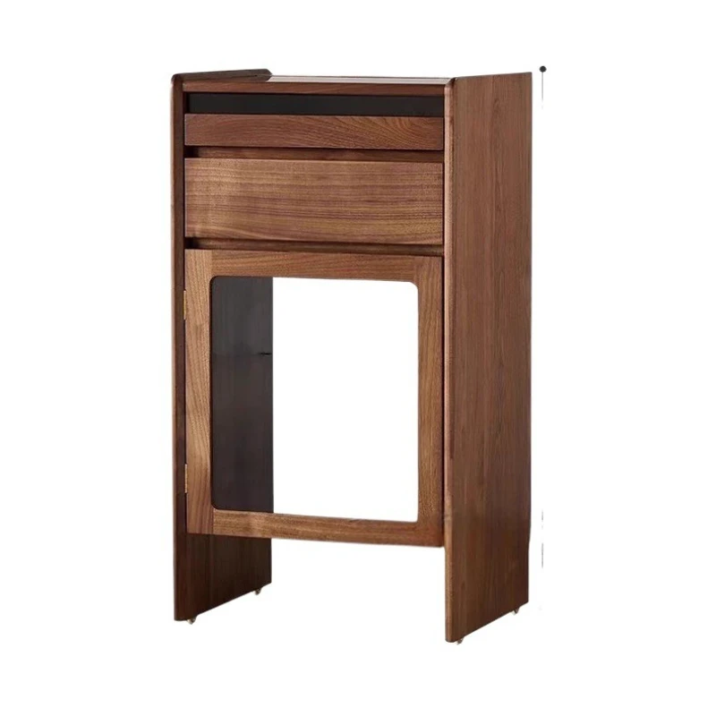 

North American black walnut solid wood sweeping robot storage high-end living room Narwal drawer locker removable tea table