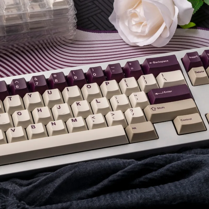 Imagem -02 - Gmk Purple Alert Pbt Keycaps Cinco Lados Sublimação Térmica Cherry Profill Teclado Mecânico Acessório para pc Computador