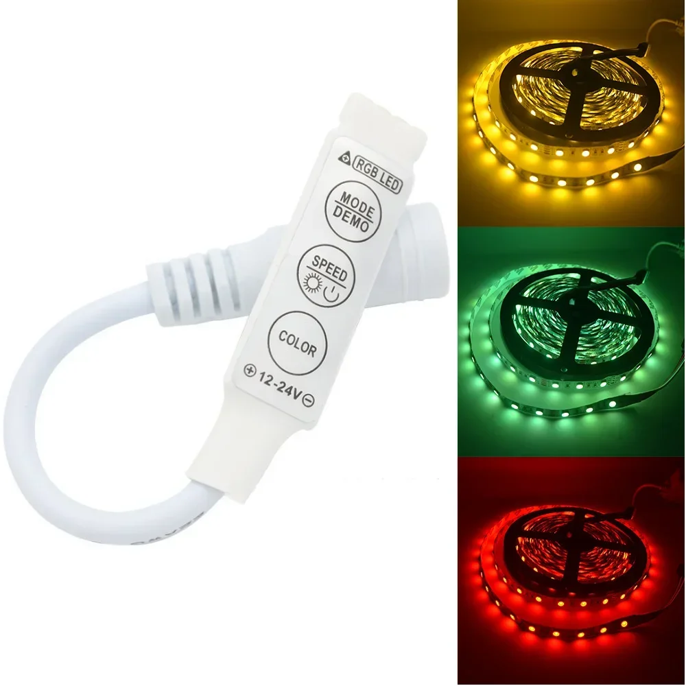 Controller Mini IR 3key LED Light Strip RGB Dimmer Switch DC 12-24V Seven Color Remote Connector Home Atmosphere Decoration Lamp