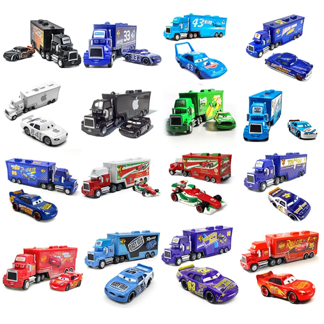 Disney Cars Number 95 Lightning Mcqueen Container Truck A Car Alloy Anime Car Model Children's Toys Desktop Ornament Decoration