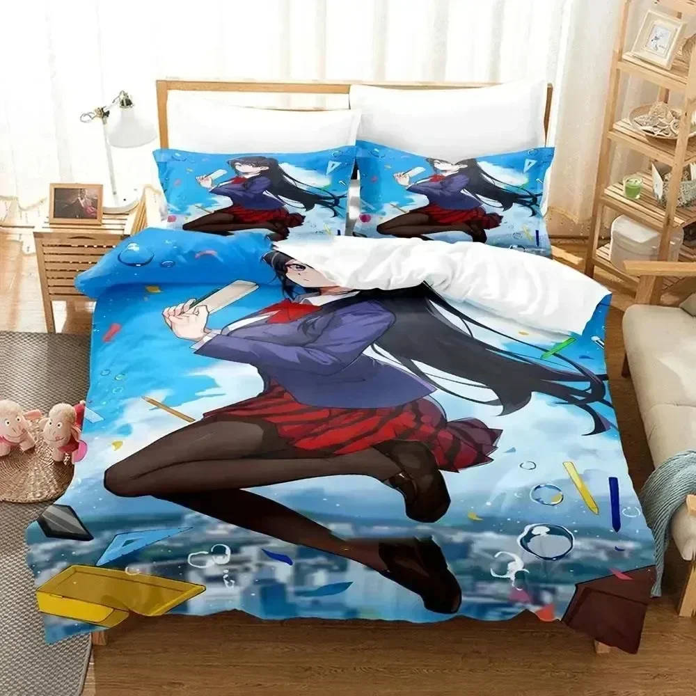 Luxury New 3D Print Anime Komi Can't Communicate Bedding Set Duvet Cover Bed Set Quilt Cover Pillowcase Queen Size Boys Adult