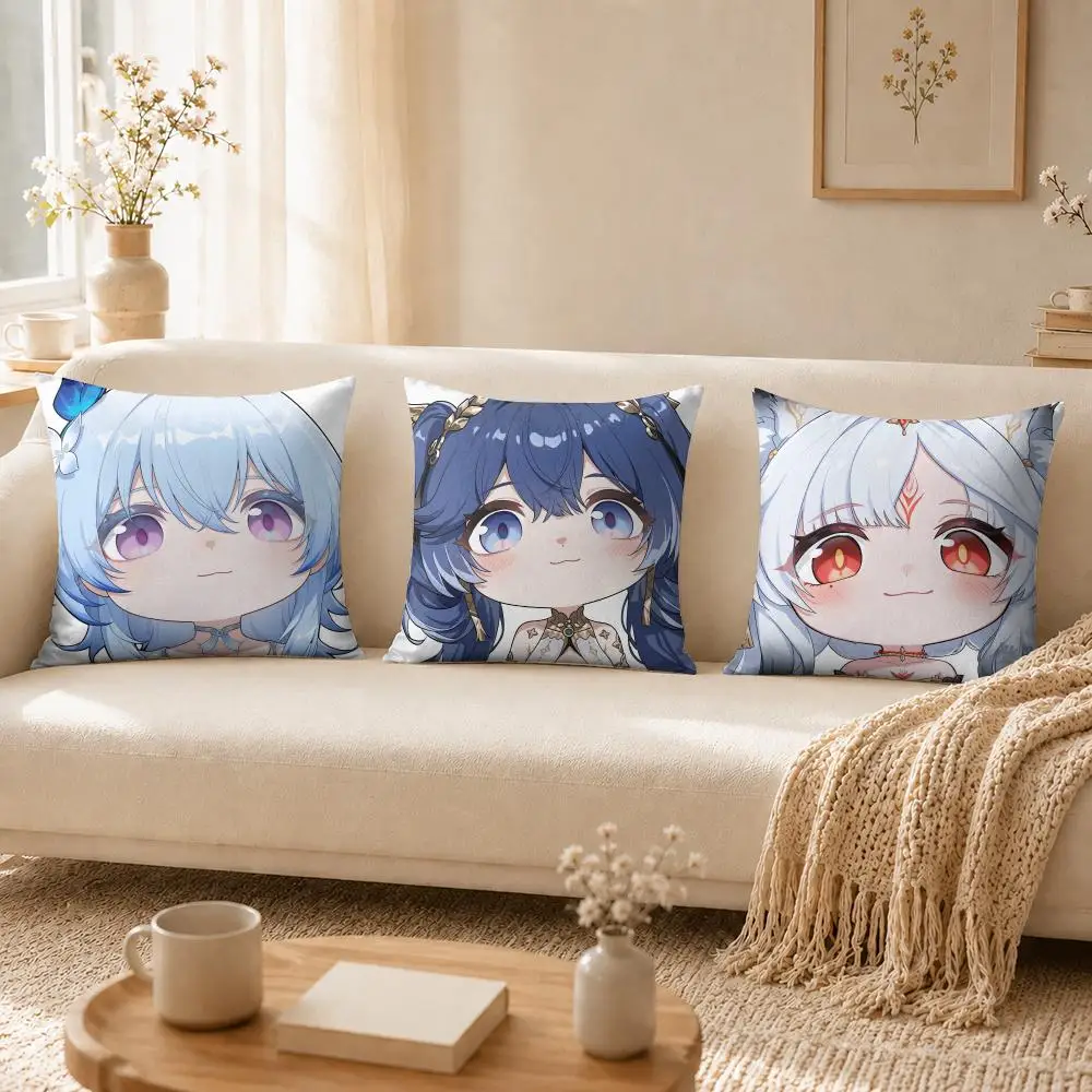 Yangyang  The Shorekeeper Wuthering Waves Cushion Cover Soft Short Plush Pillow Cases Hidden Zipper Sofa Bedroom Home Decor Gift