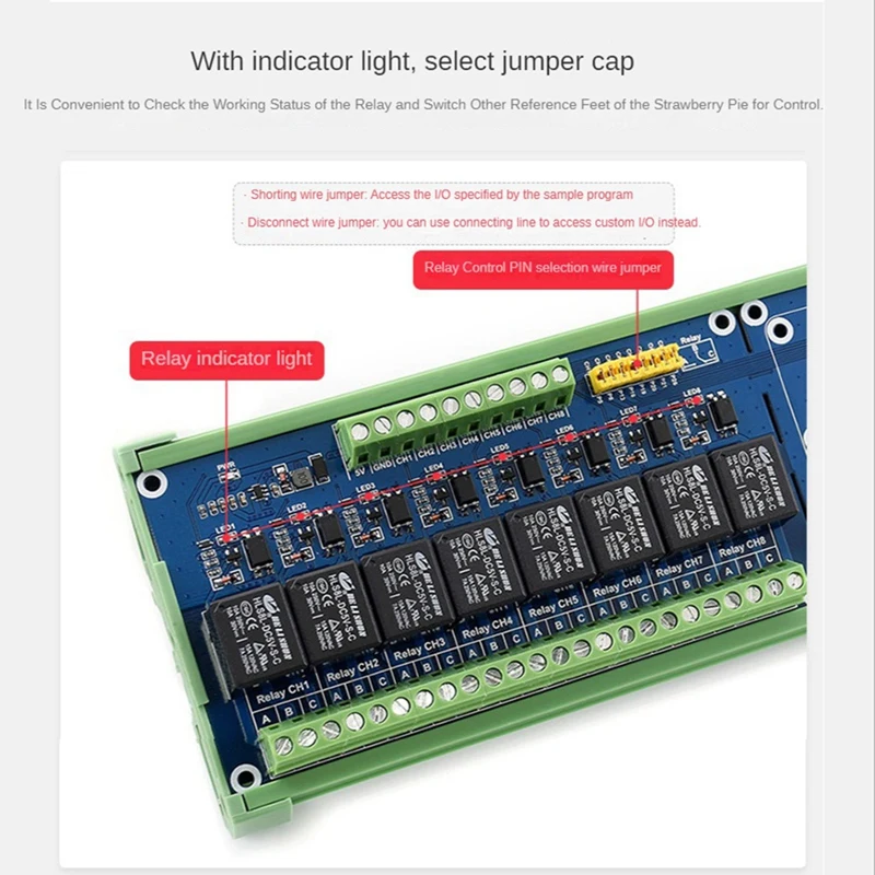 8ウェイリレーエクスパンションボード,Raspberry pi 4Bおよび3B plus用アクセサリキット,jetsonnanoマザーボード,8チャンネルリレー制御モジュール,5v