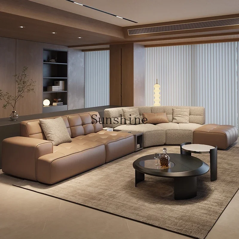 YHigh-end atmospheric living room sofa arc design, Italian minimalism, fabric art