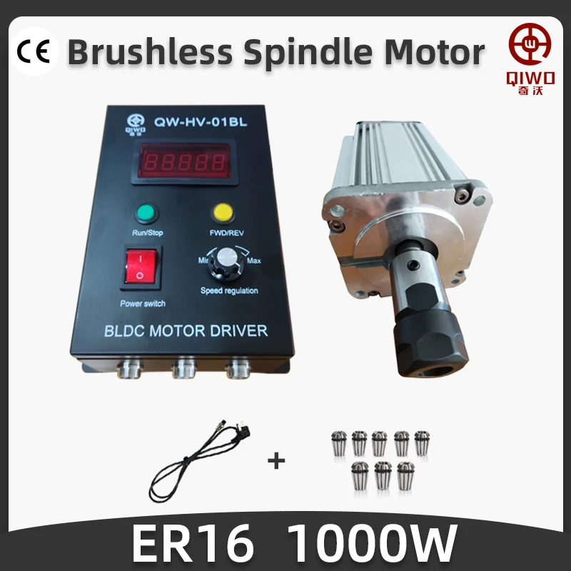 Air Cooled 1kw 110v/220v 3000/6000/10000RPM CNC Spindle Motor+ER16/20 Chuck with Brushless Motor Driver  Governor for Engraving