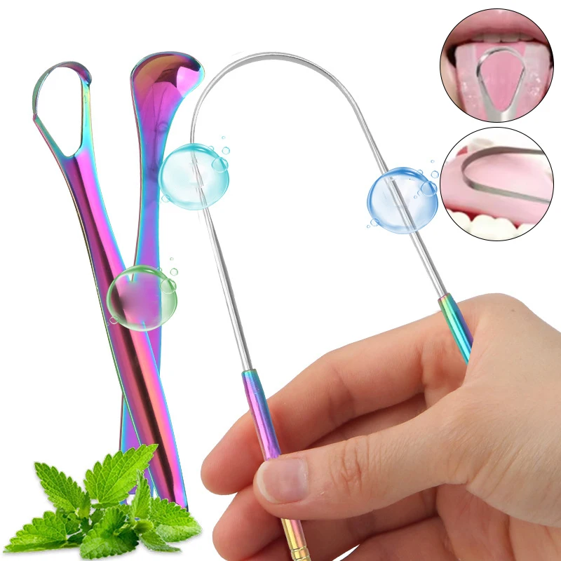 

1/2/4Pcs Reusable Stainless Steel Useful Tongue Scraper Cleaner Fresh Breath Cleaning Coated Tongue Oral Hygiene Care Tools