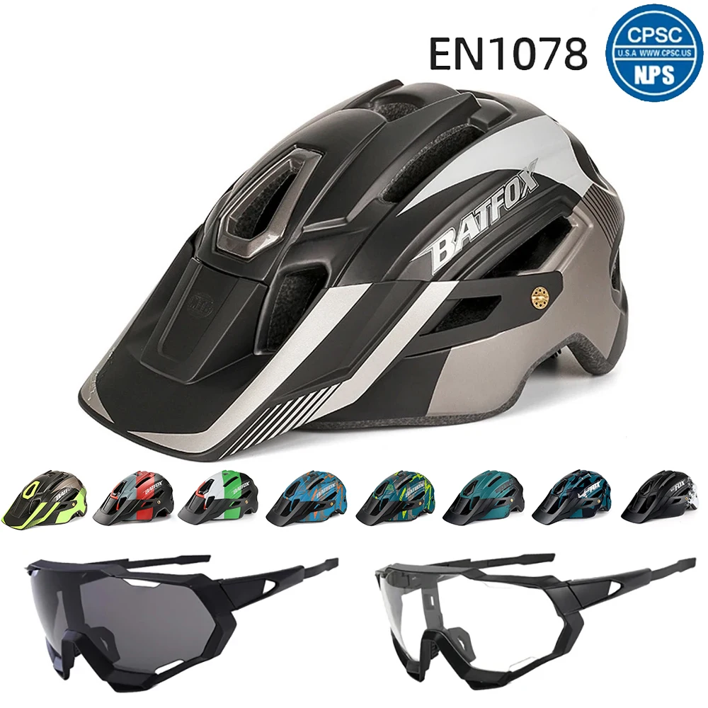 BATFOX casco de bicicleta para hombres y mujeres cascos de bicicleta de montaña con moldeo integrado cascos de bicicleta de montaña con luz trasera intermitente