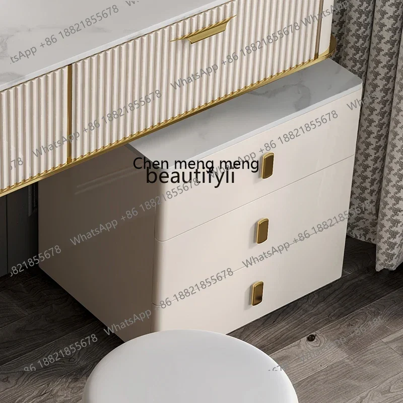 G153 غرفة نوم مضمد مطابقة خلع الملابس بسيطة الحديثة لوحة حجرية السرير تخزين خزانة متكاملة #4