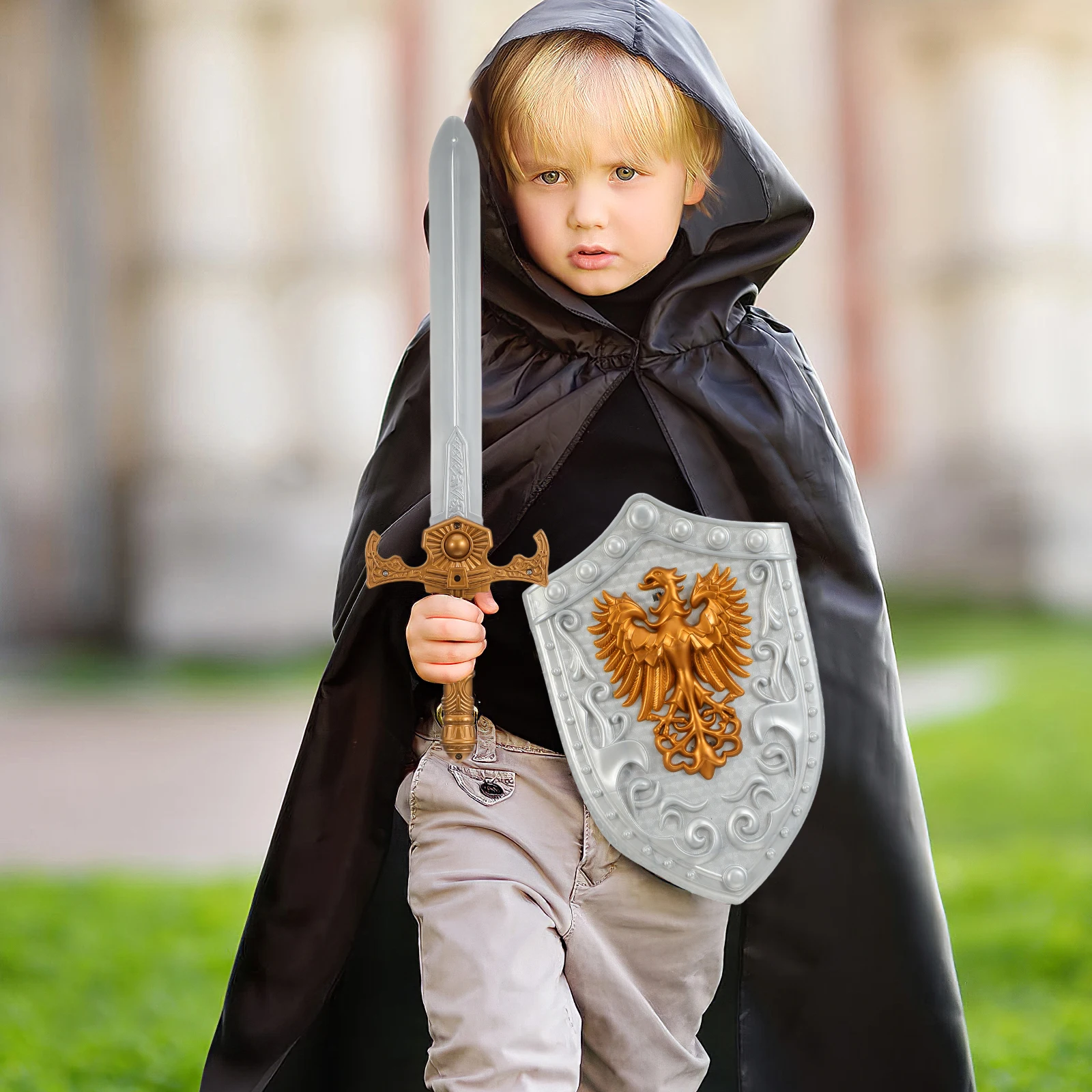 1 مجموعة 1 مجموعة الاطفال فارس طقم ملابس مع السيف للبنين تأثيري هالوين حفلة لعب الأدوار متسابق ملابس الأطفال درع مجموعة #2