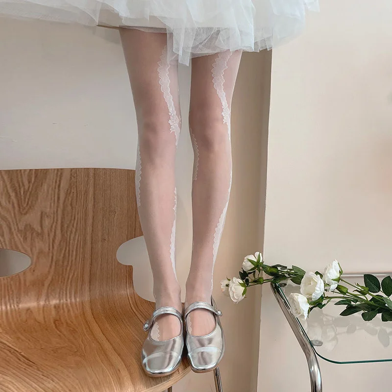 

Women Lace Mesh Stockings Floral Hollow Vine Design Sheer Pantyhose Party Club Y2k Female Tights
