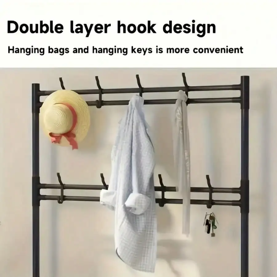 Металлическая полка для хранения обуви/пальто диаметром 60 см: отдельно стоящие съемные крючки, многослойная для квартир