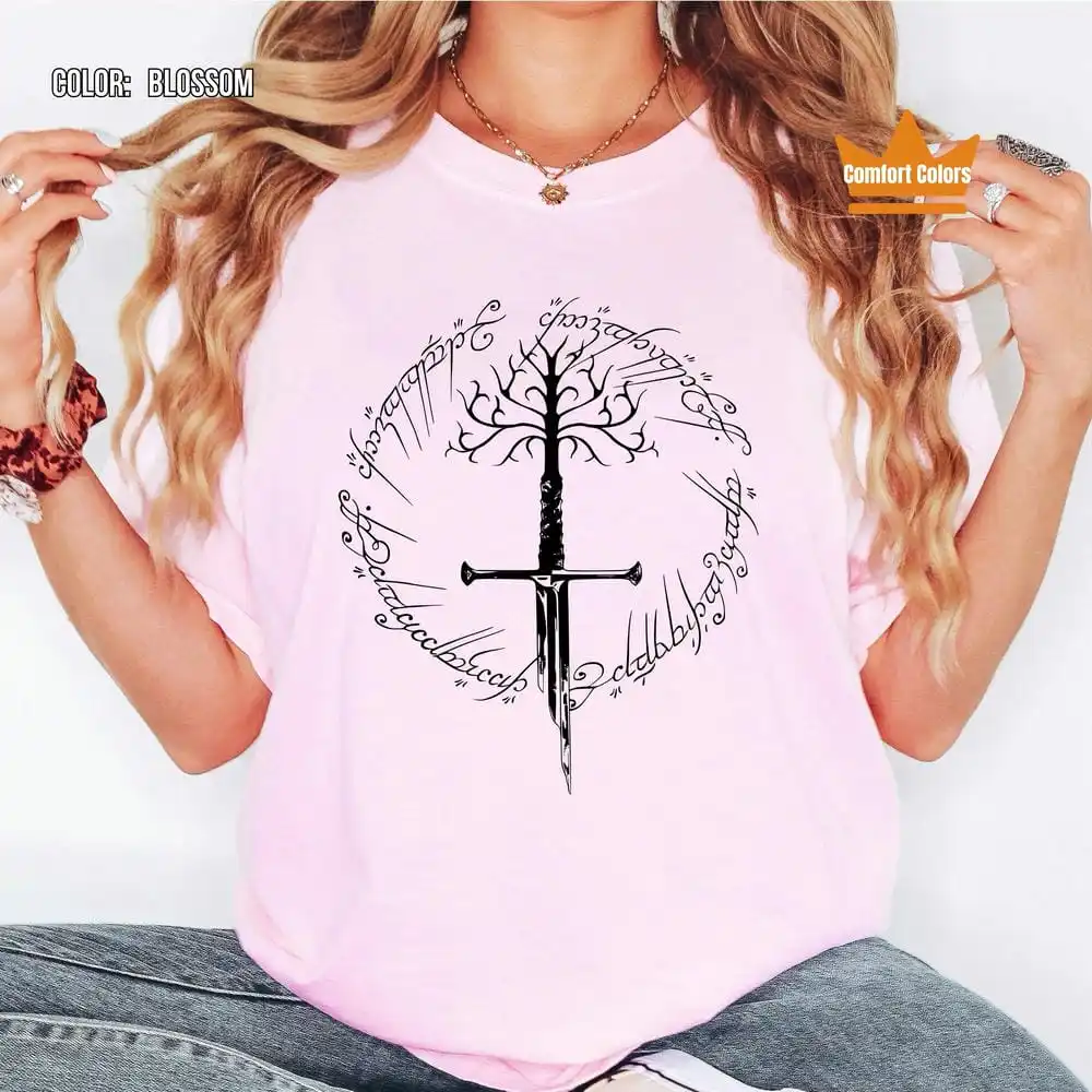 링 영감을 받은 티셔츠 다크 로드 컴포트 코튼 셔츠 판타지 독서 셔츠 책 애호가 선물 유니섹스 Y2K 캐주얼 셔츠 스트리트웨어