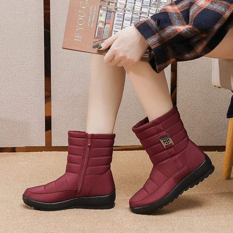 Women\'s Winter Shoes Ladies Comfortable Fleece Warm Ankle Boots Woman Footwear Waterproof Non-slip Snow Boots Women Botas Mujer