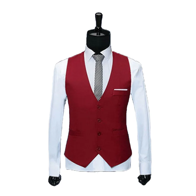 Gilet de costume pour Homme, coupe cintrée, noir, gris, bleu marine, décontracté, Business, simple boutonnage, formel