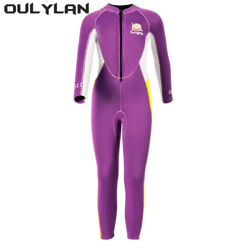 

Oulylan Thickened 2.5MM Children's Wetsuit Swimwear Warmth and Cold-proof Surfing Suit Front Zipper Bodysuit for Winter