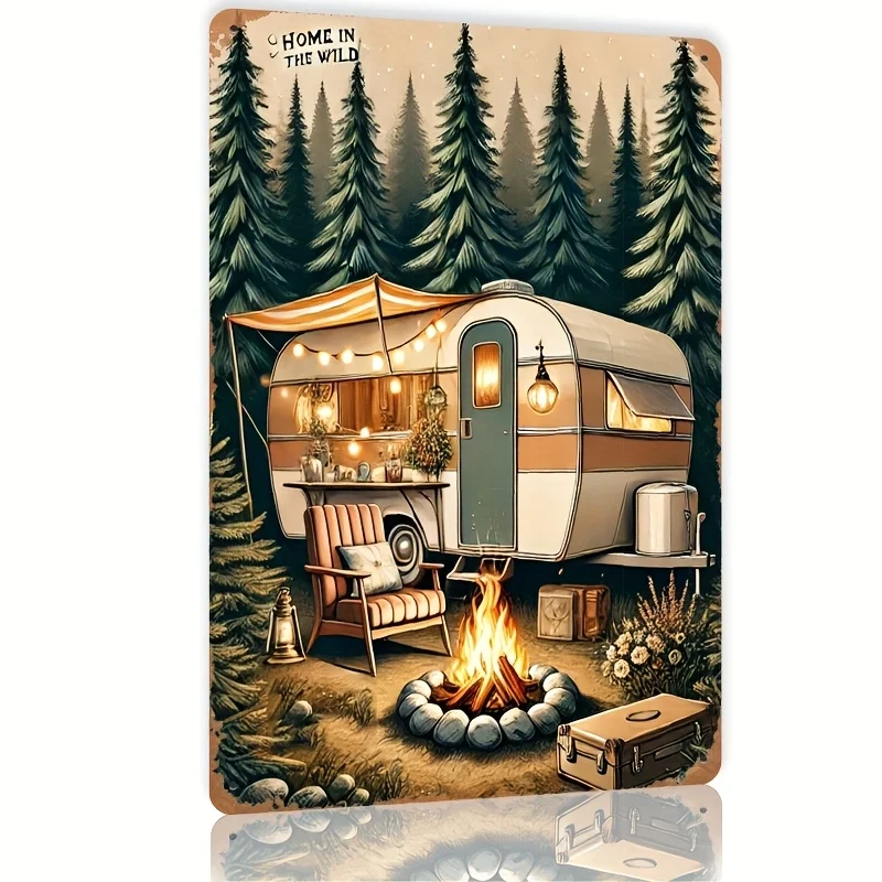 Room Decor 1pc 8x12inch Wonderful camping life Metal Tin Sign- Funny Kitchen, Restaurant, Bar, man cave, garage Decor