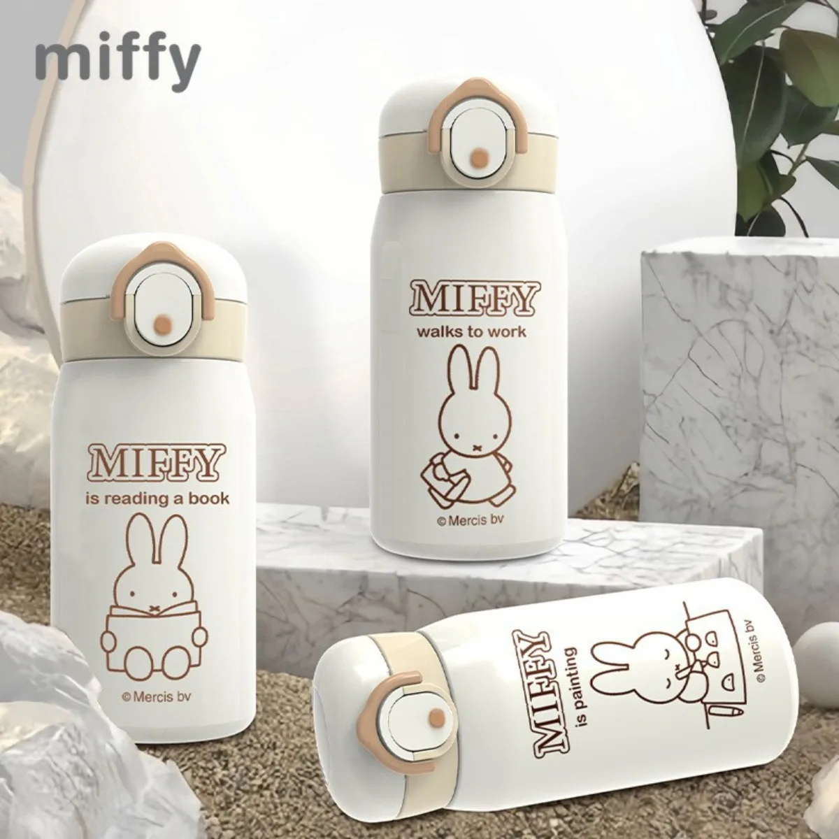 320ML Kawaii Miffy Rabbit Insulated Cup Miffy 316L Insulated Cup Portable Direct Drinking with Tea Compartment Pocket Cup