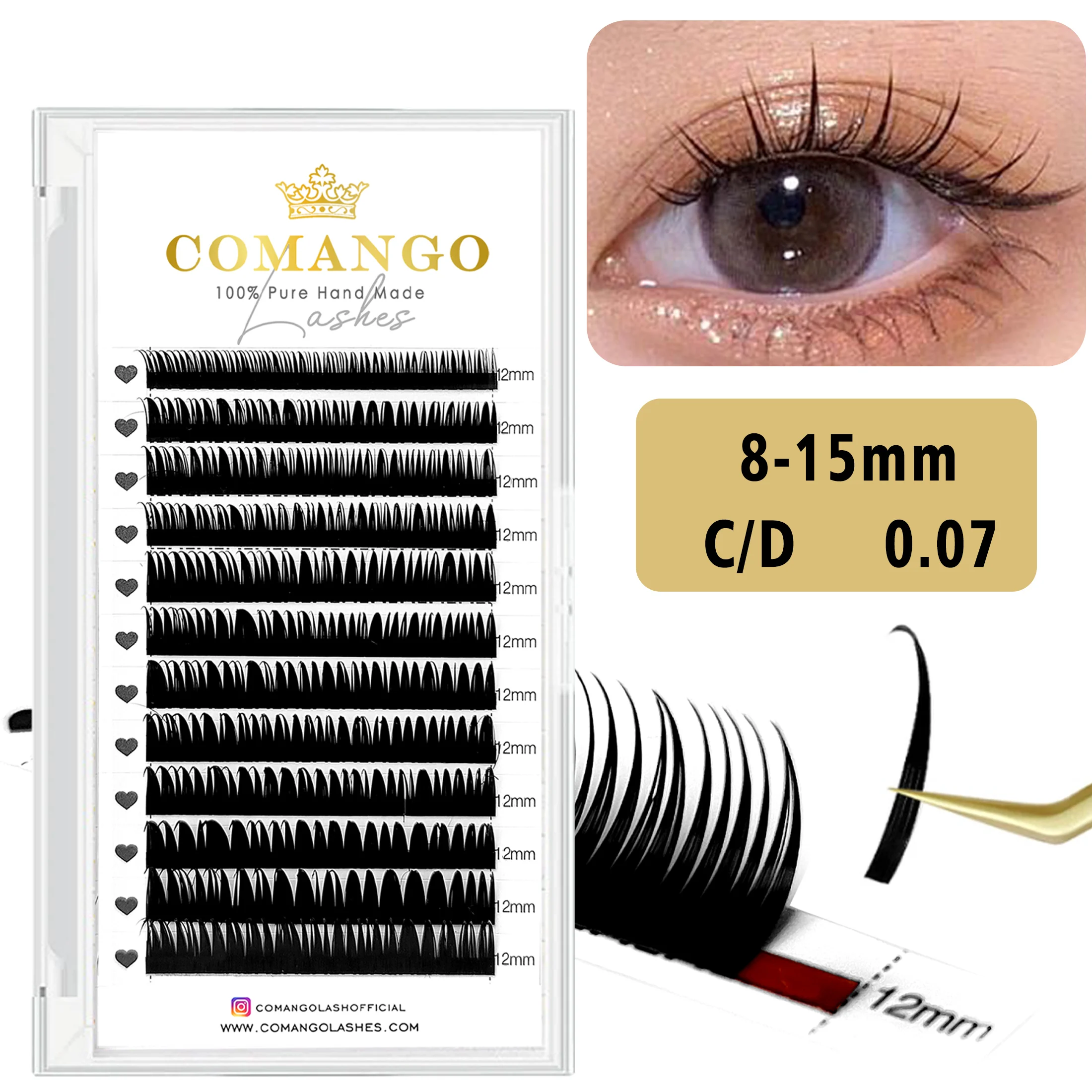 alta calidad 0.07mm picos pestañas mojadas manga cosplay pestañas postizas coreano super suave negro puro plano pre-hechos racimo de maquillaje