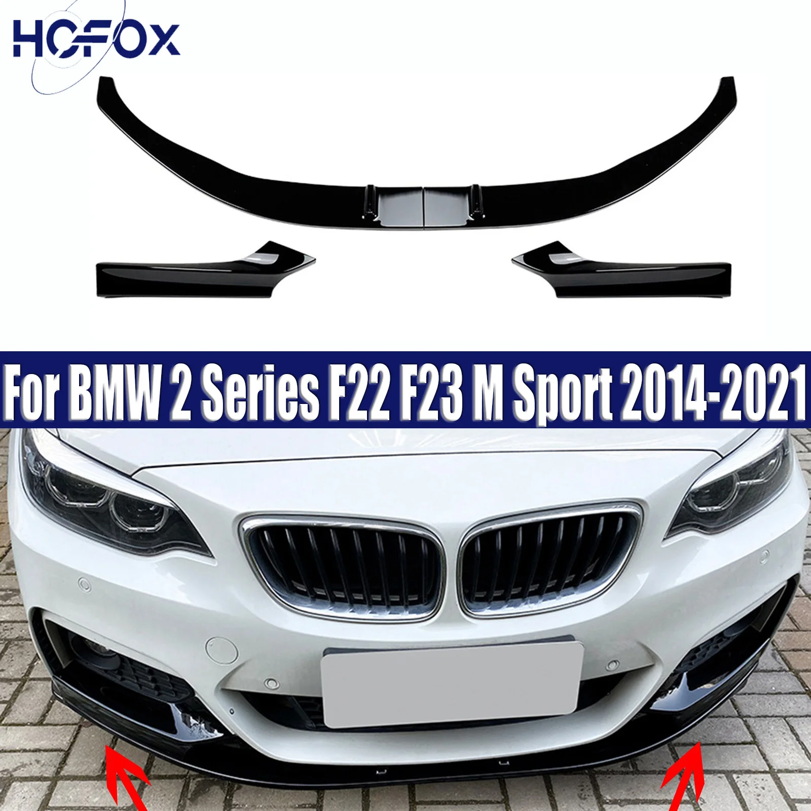 

For BMW 2 Series F22 F23 M Sport 2014-2021 Front Bumpers Lip Lower Body Kits Tuning Guard Board Accessories