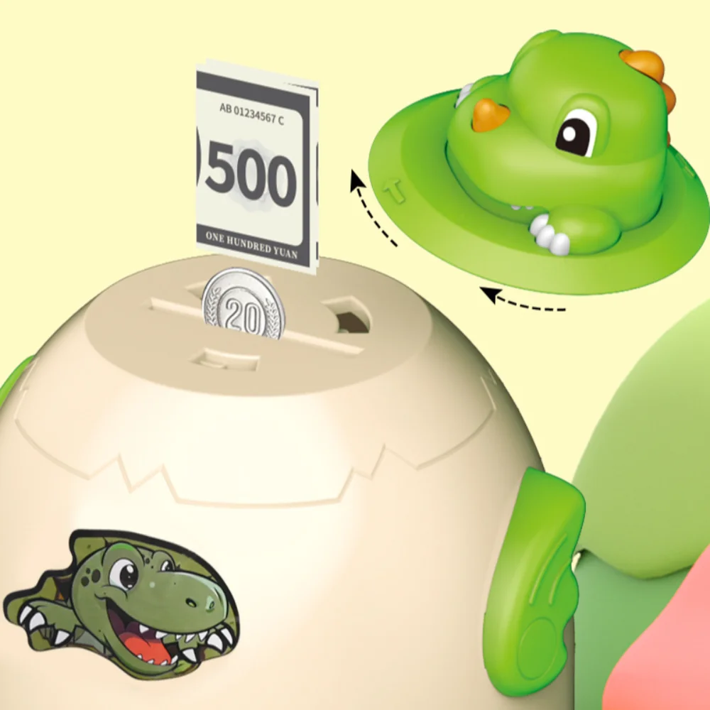 Hucha electrónica con huella dactilar para niños, máquina de contar cuentos, caja de dinero segura, desbloqueo con contraseña, huevo de dinosaurio