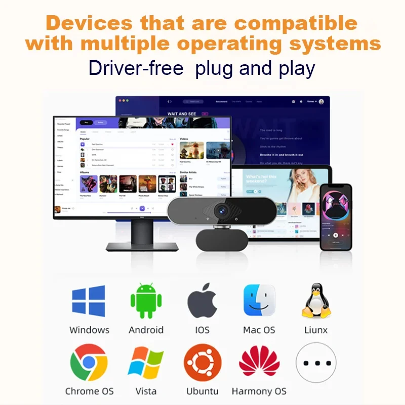 Null 4K HD Mini Webcam with microphone, usb interface supports laptop desktop computer, suitable for live video call conference