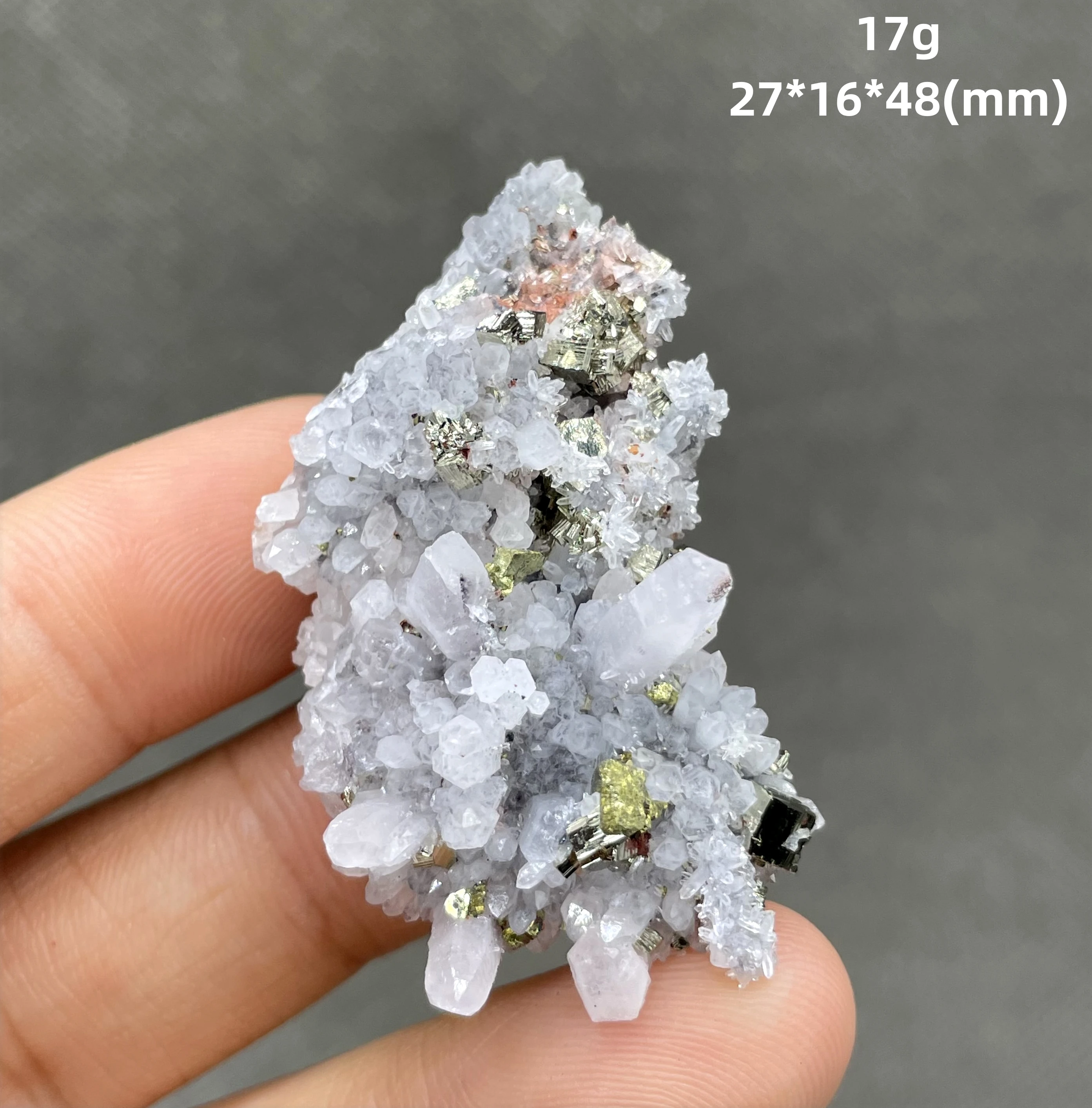 

BEST! 17g Natural White crystal and pyrite and chalcopyrite Symbiotic mineral specimen Stones and crystals