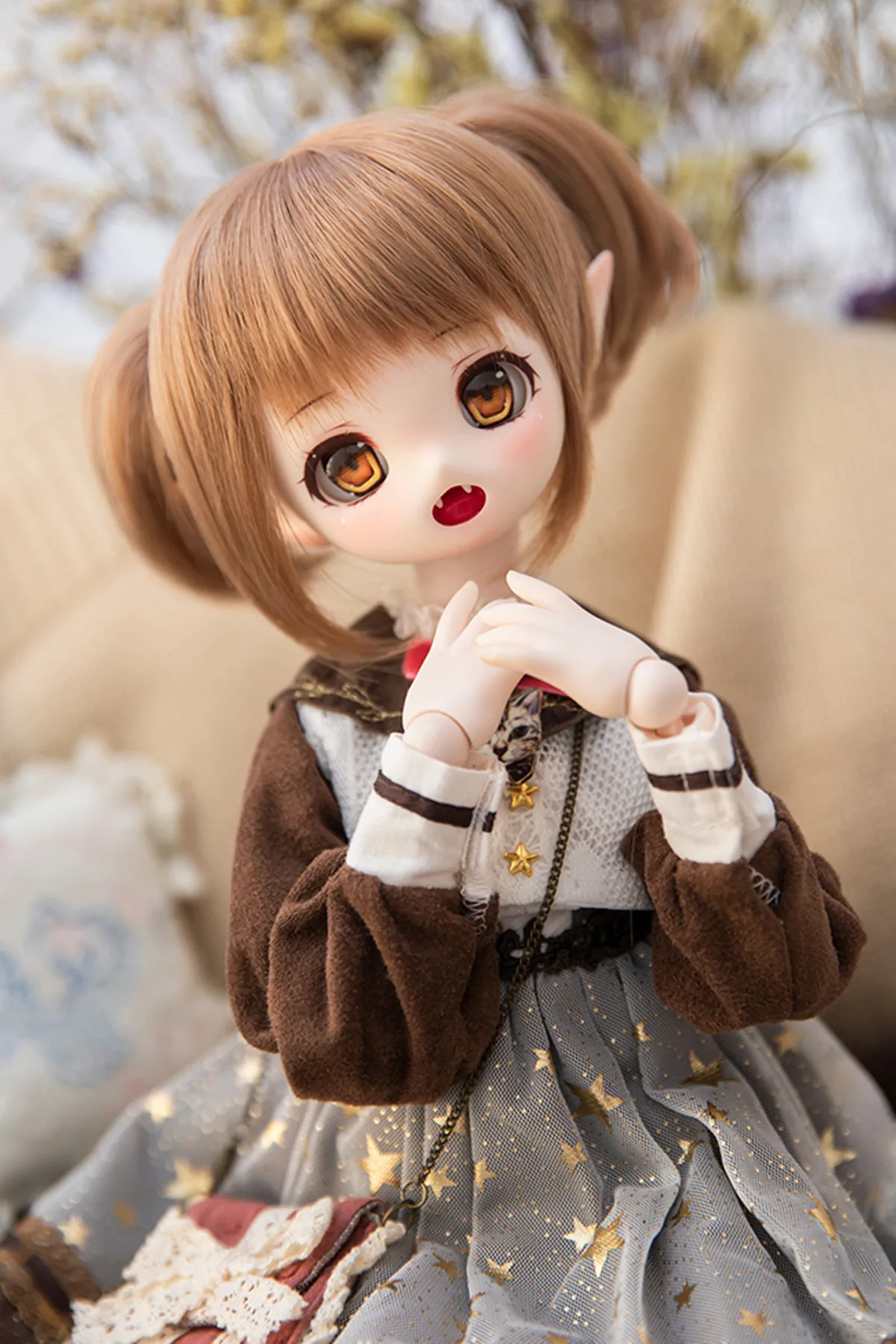 New bjd/sd doll 1/4 opening meow girl cartoon Reci-shop meow milk doll advanced resin vampire spot makeup