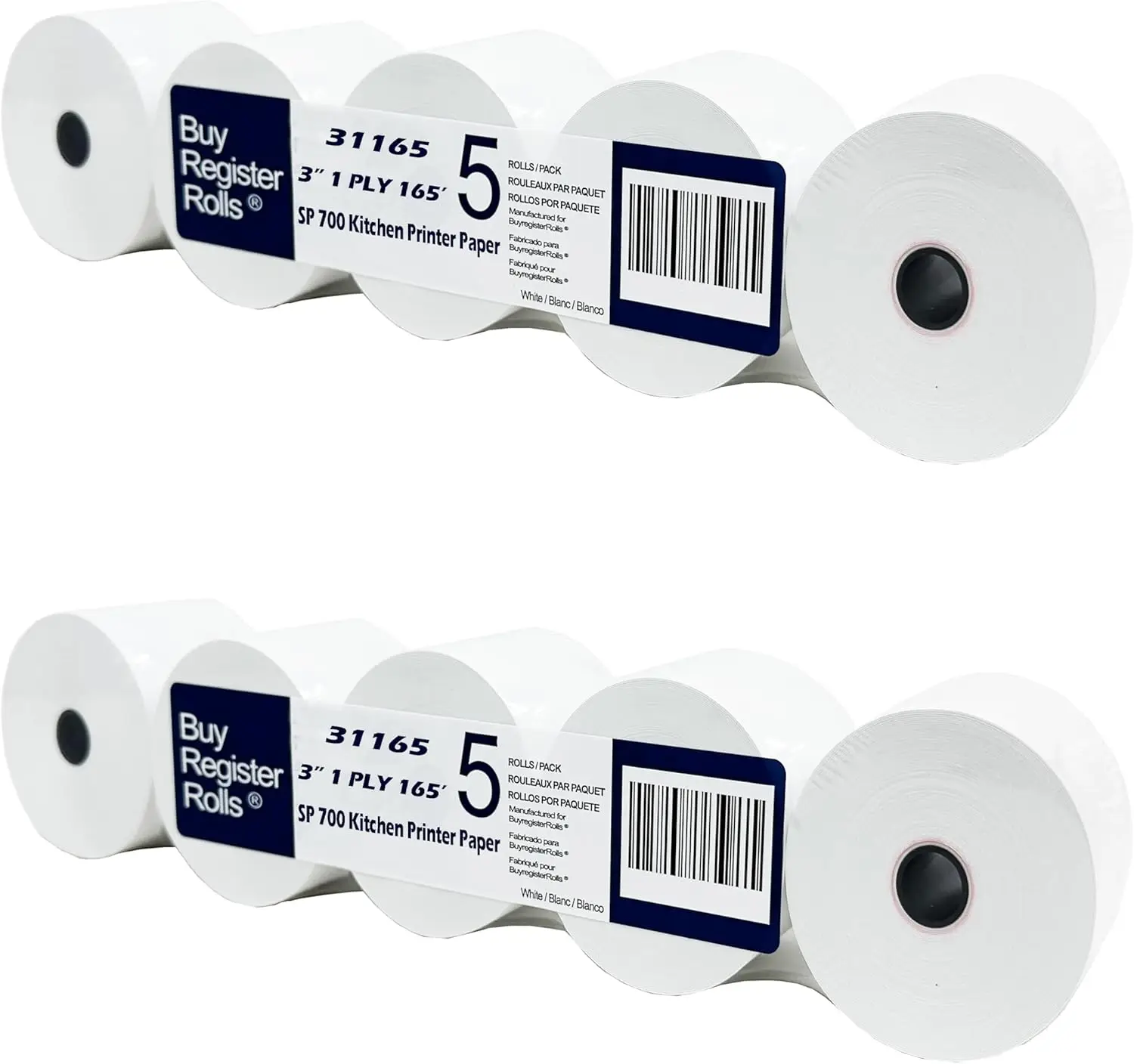 

3" x 165' 1-Ply Bond Receipt Paper, 10 Rolls for POS Cash Register Printer, Compatible with M188B and TMU220